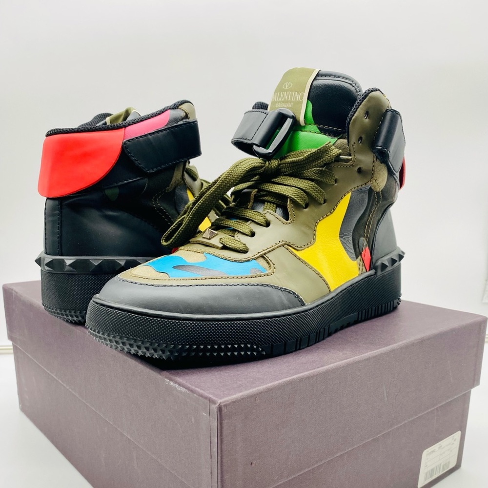 Valentino Leather Camo High Top Sneaker